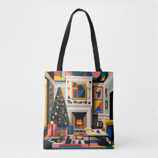 New Wave 1980s Pop Art Christmas Tote