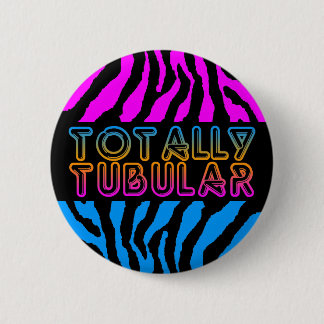 NEW WAVE 80s RETRO TOTALLY TUBULAR TIGER STRIPES 6 Cm Round Badge