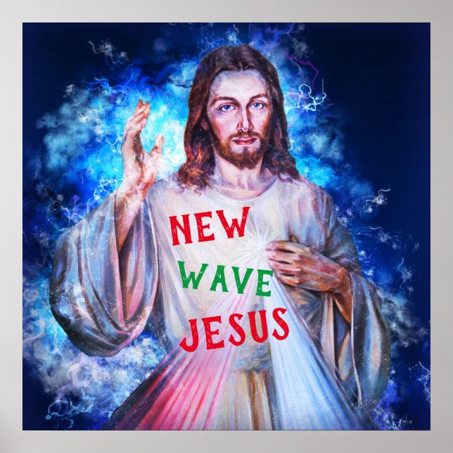New Wave Jesus Waving From Heaven Christian Poster (Front)