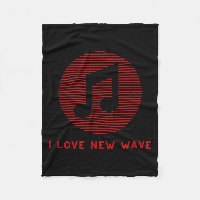 New Wave Music Red And Black Funny 70's 80's Music Fleece Blanket (Front)