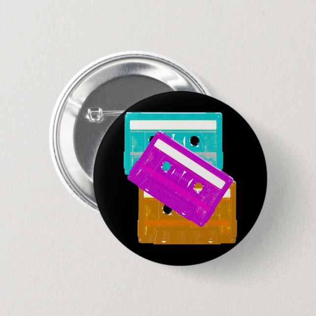 New Wave Retro Vintage 80s Cassette Tapes Pin (Front & Back)
