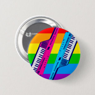 New Wave Vintage 80's Retro Keytar Rainbow Pin