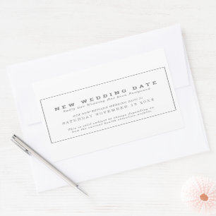 New wedding date or event change postponement rectangular sticker