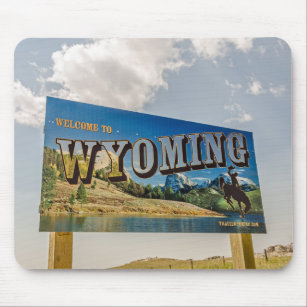 New Welcome to Wyoming Sign - State Borders Mouse Mat