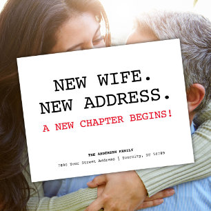 New Wife New Address Minimalist Moving Announcement Postcard