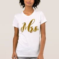 New Wife New Bride Mrs. Metallic Gold Foil Text