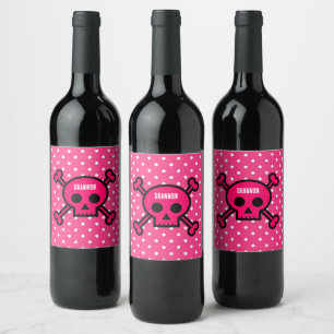NEW! Wine Label - Skull Bones (add name)  