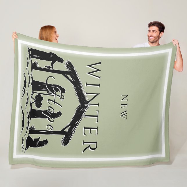 New Winter Hope with Nativity Scene I Fleece Blanket (In Situ)