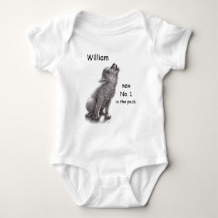 New Wolf in the Pack howling wolf Baby Bodysuit