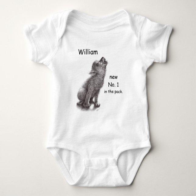 New Wolf in the Pack howling wolf Baby Bodysuit (Front)