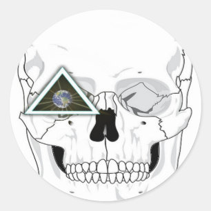 New World Order Skull Design Classic Round Sticker