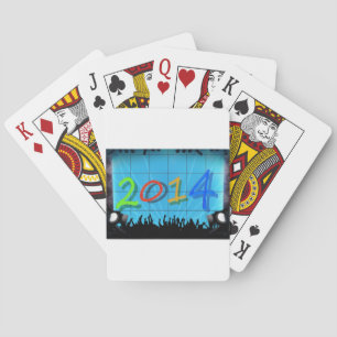 New Year 2014 Office City Party Colourful Fun Art Playing Cards