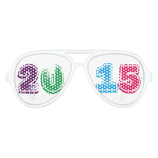 New Year 2015 Multi Coloured Aviator Sunglasses (Front)