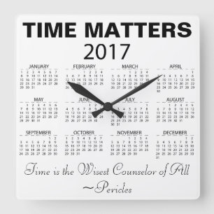 New Year 2017 Calendar Wisdom Quote Typography Square Wall Clock