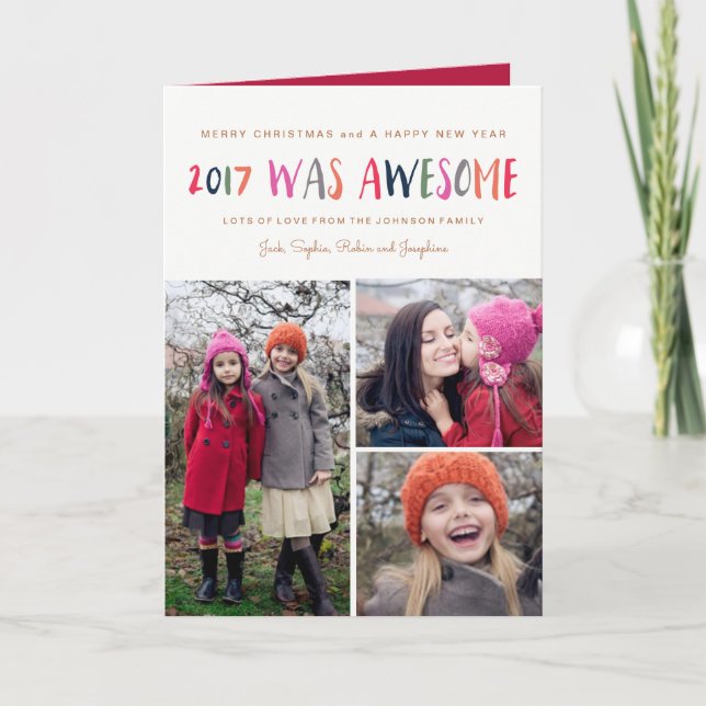 New Year | 2017 was Awesome | 3 Photos Card (Front)