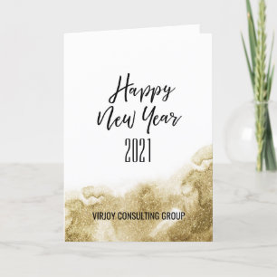New Year 2021   Corporate Business Gold Abstract Holiday Card
