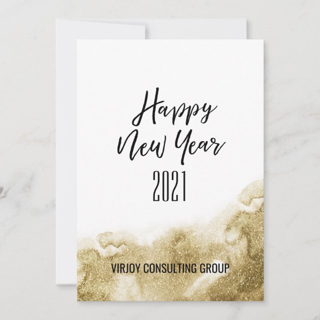 New Year 2021 | Corporate Business Gold Abstract Holiday Card (Front)