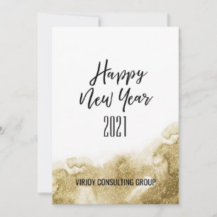 New Year 2021   Corporate Business Gold Abstract Holiday Card