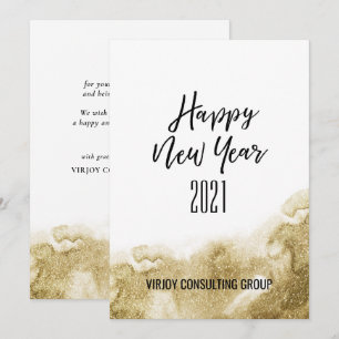 New Year 2021   Corporate Business Gold Abstract Holiday Card