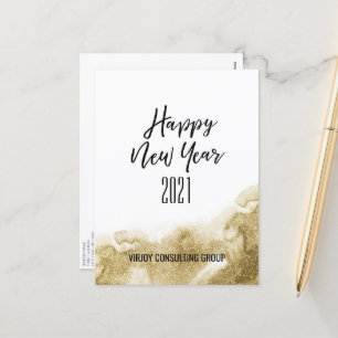 New Year 2021 Corporate Business Gold Abstract Holiday Postcard