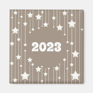 New Year 2023 natural beige white stars  Magnet