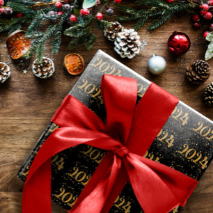 New Year 2024 Black Wrapping Paper