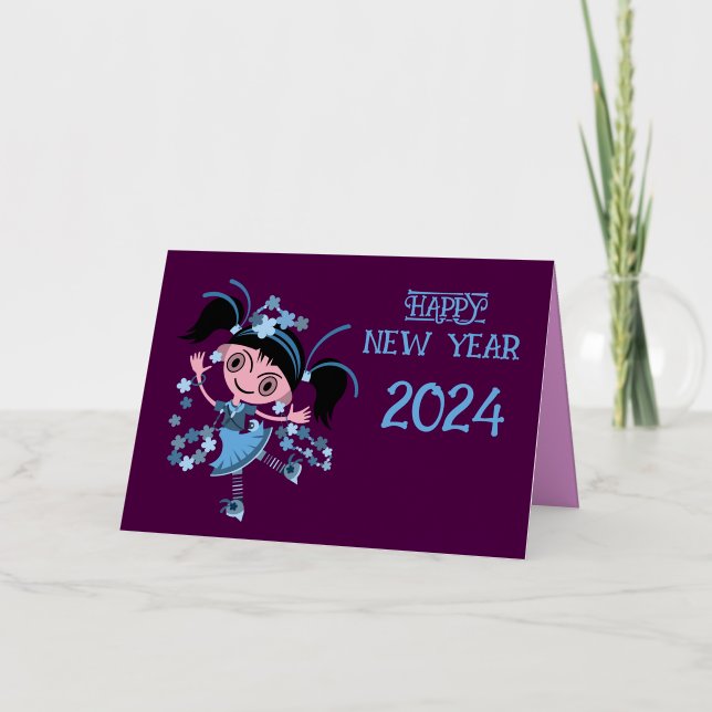 NEW YEAR 2024 GREETING FOIL HOLIDAY CARD (Front)