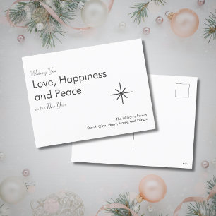 New Year 2024 Retro Snowflake Grey White  Holiday Postcard