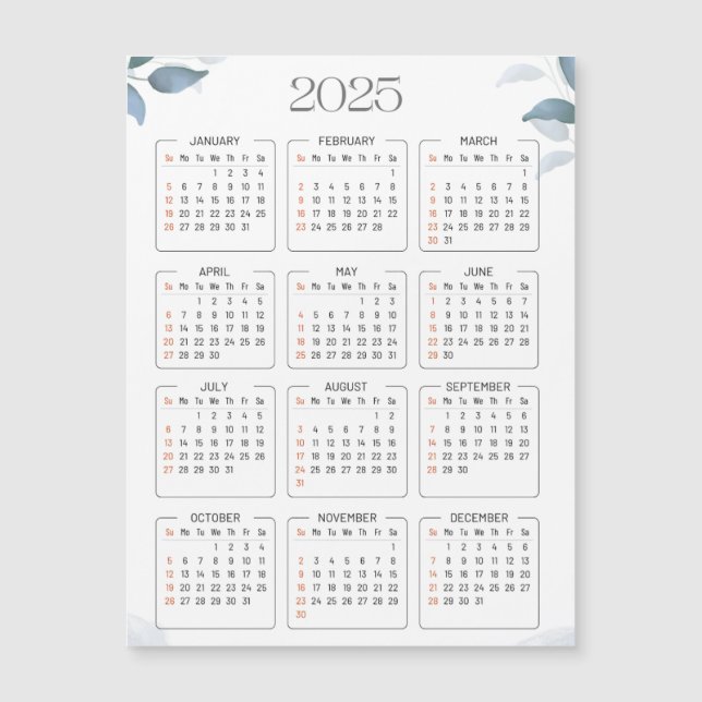 new year 2025 calendar (Front)