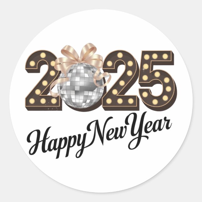 New Year 2025 Classic Round Sticker (Front)