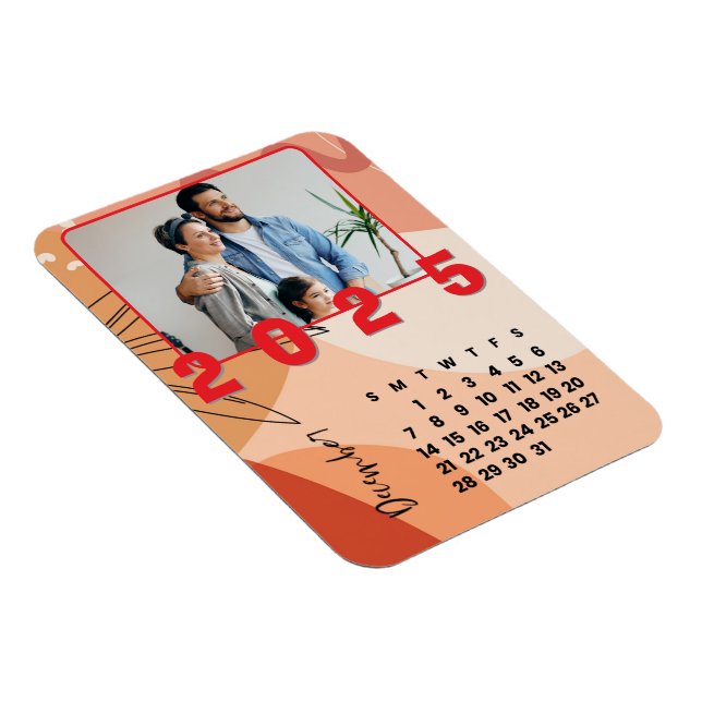New Year 2025 December Month Calendar Family Photo Magnet (Right Side)