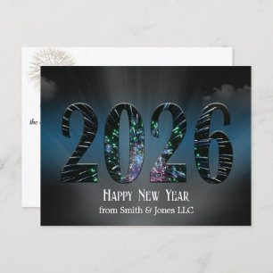 New Year 2025 Fireworks and Clouds Holiday Postcard