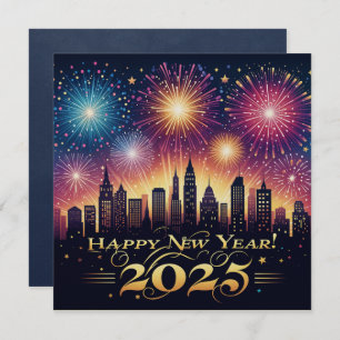 New Year 2025 Fireworks Celebration Card