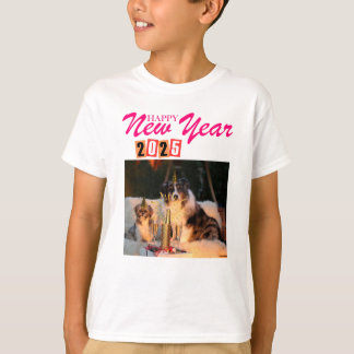 "New Year 2025 kids T-Shirt – Festive Dog Party