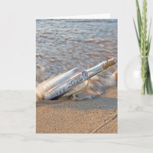 New Year 2025 Message in a Bottle  Holiday Card