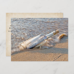 New Year 2025 Message in a Bottle  Holiday Postcard