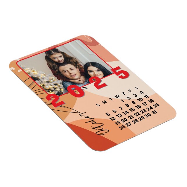 New Year 2025 October Calendar  Family Photo Magnet (Right Side)