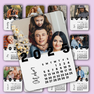 New Year 2025 October Calendar  Family Photo Magnet