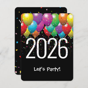 New Year 2025 Party Balloons Invitation