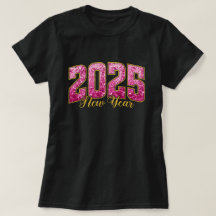 New Year 2025 | Pink Sequin New Year Party T-Shirt
