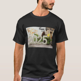  New Year 2025 T-Shirt Design with Festive Decor