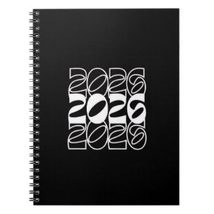New Year 2026 B&W Text Design Notebook
