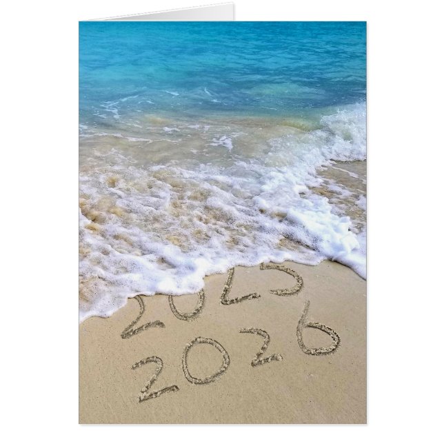 New Year 2026 Beach Sign with Ocean Surf (Front)