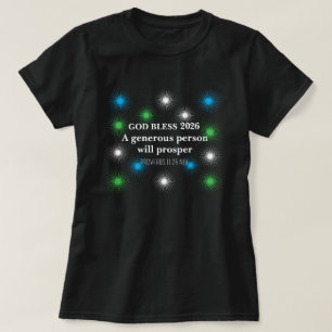 New Year 2026 Blessings Festive Lights Black T-Shirt