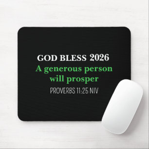 New Year 2026 Blessings Festive Simple Black Mouse Mat