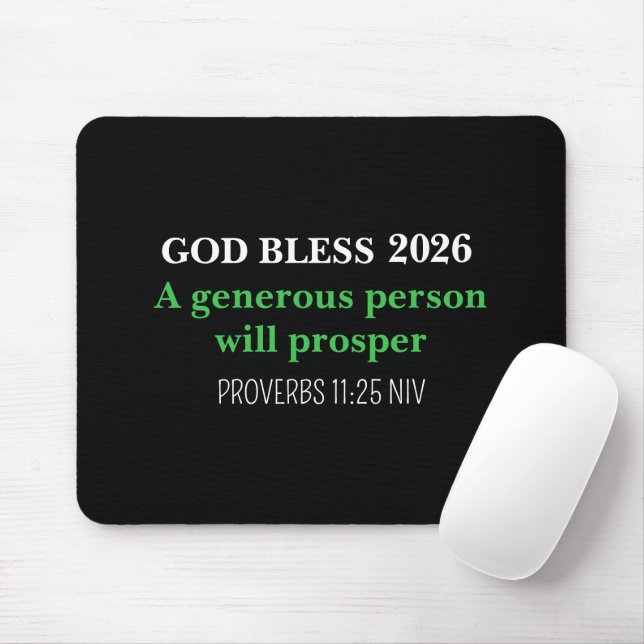 New Year 2026 Blessings Festive Simple Black Mouse Mat (With Mouse)