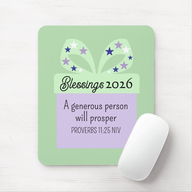 New Year 2026 Blessings Prosperity Scripture Green Mouse Mat (With Mouse)