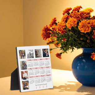 New Year 2026 Calendar Family Multi Photo Collage Plaque