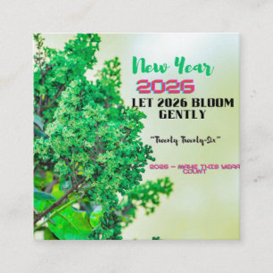 New Year 2026 Coffee Mug with Nature Forest Design Square Business Card