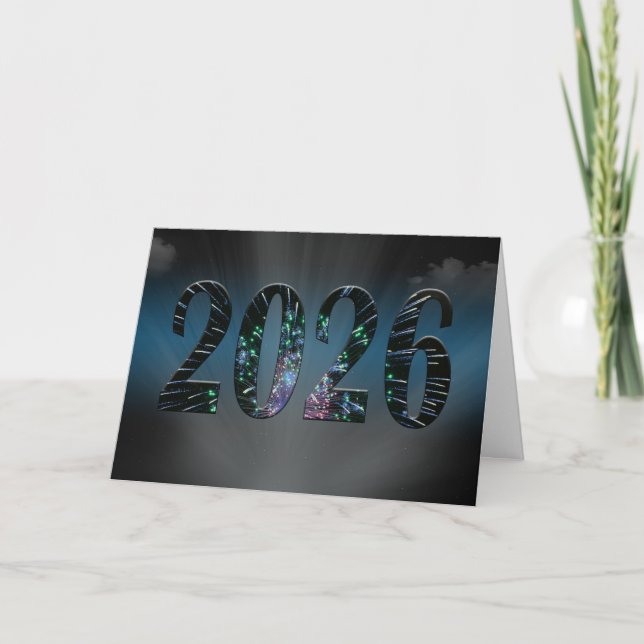 New Year 2026 Fireworks with Clouds Holiday Card (Front)